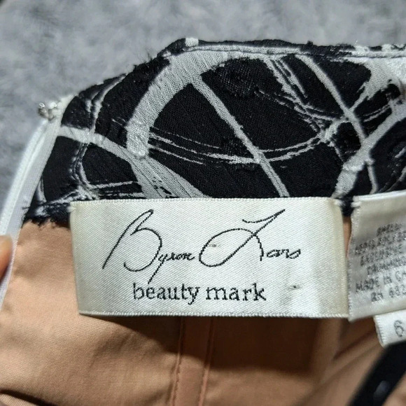 Byron Lars Lace Strapless Dress Black Midi Size 6 White - Picture 9 of 14